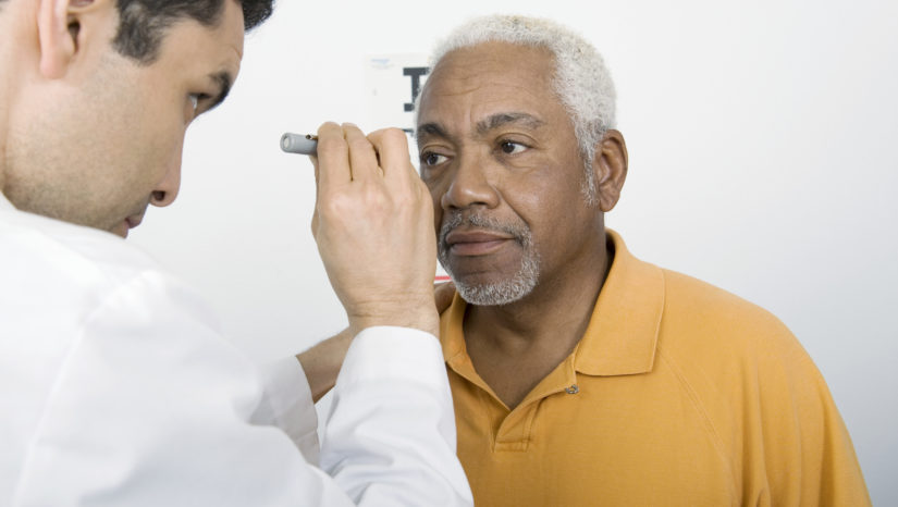 man receiving eye exam
